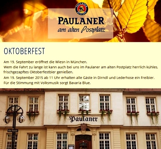Oktoberfest im Paulaner am alten Postplatz, Stuttgart